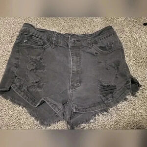 Kancan Distressed Denim Jean Shorts Black Size 28 (W9)